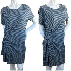 Vince Gray Striped Short Sleeve Side Casual Tie T-Shirt Dress Size Medium